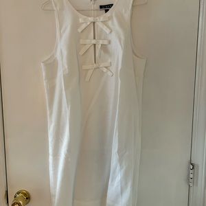 White Linen Mini Dress with Bows